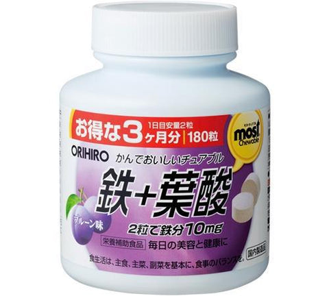 Orihiro Acid Folic Most Chewable Iron 180 Tables - Japanese Vitamin And Health Care Supplements